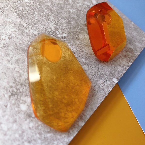 NEW Orange Irregular Geometric Polygon Earrings - Picture 2 of 5